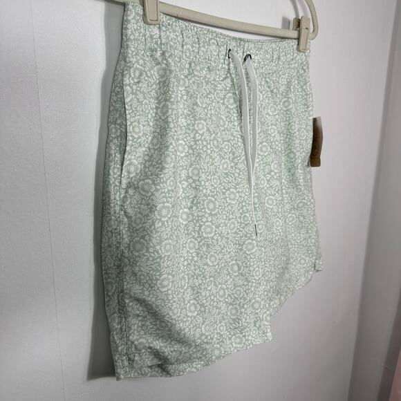 Saks Fifth Avenue Men’s Swim Trunks Sm Seafoam Green Floral Drawstring Recycled - Picture 8 of 8